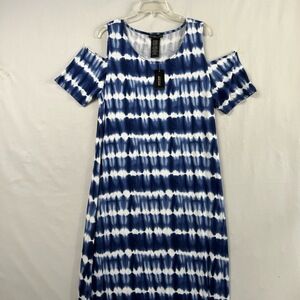 Design History Maxi Dress Womens XXL Shift Hudson Tie Dye Cold Shoulder NEW